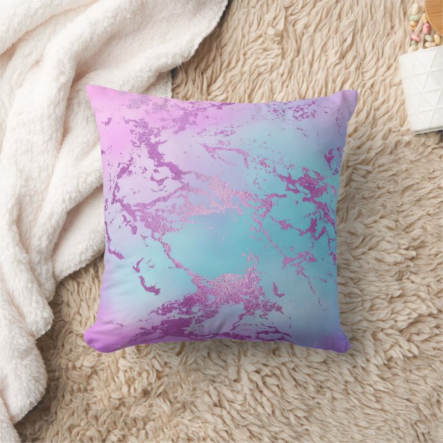 Coussin Marbre chic | Glam violet violet violet bleu Ombre (Couverture)