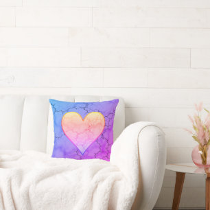 Coussin Marbre Coeur arc-en-ciel mignon