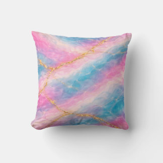Coussin Marbre Cotton Candy avec Veinures Dorées