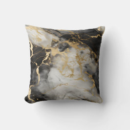 Coussin Marbre de luxe blanc, or et noir élégant