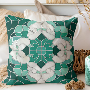 Coussin Marbre de Mosaïque Ornement vert et blanc