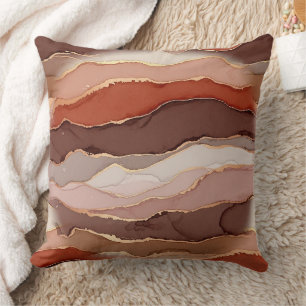 Coussin Marbre de Veine d'Or Terracotta - Luxe Chaud (1)  