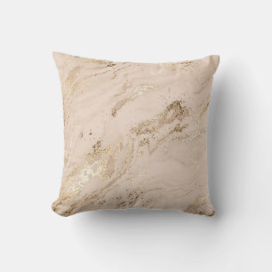 Coussin Marbre doré Abstrait avec vagues de parties scinti