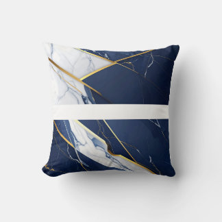 Coussin Marbre géométrique bleu marine et or de luxe
