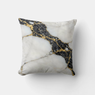Coussin Marbre Luxe Or Noir Blanc