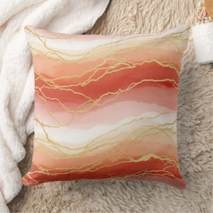 Coussin Marbre luxueux Sienne et Taupe avec veines dorées
