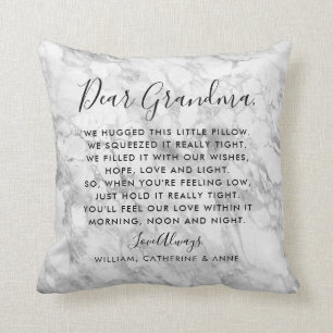 Coussin Marbre moderne Chère grand-mère Message Photo Mère