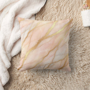 Coussin Marbre Moderne Rose + Luxe Or 