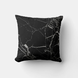 Coussin Marbre noir et argent de la veine
