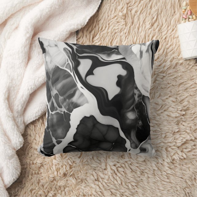 Coussin Marbre noir et blanc tendance (Couverture)