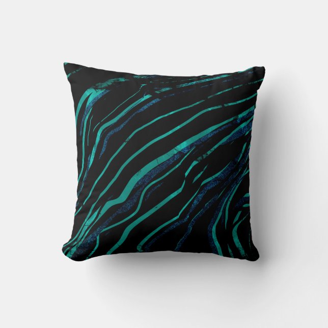 Coussin Marbre noir et turquoise (Recto)