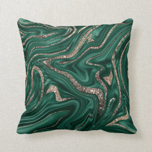 Coussin Marbre Parties scintillant en or noir vert Emerald