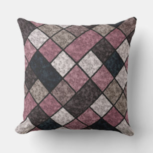 Coussin marbre patchwork rose brun