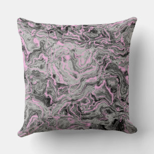 Coussin Marbre rose et gris abstrait