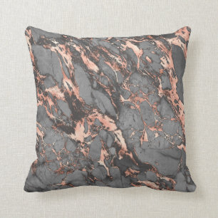Coussin Marbre rose gris or design moderne