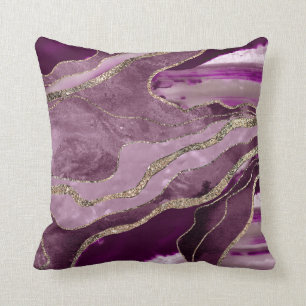 Coussin Marbre rose Mauve Agate Parties scintillant or Gla