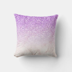 Coussin Marbre rose-or Ombre et Parties scintillant violet