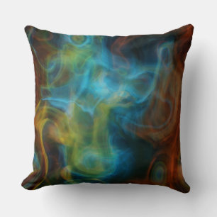 Coussin marbre rouge et bleu turquoise abstrait