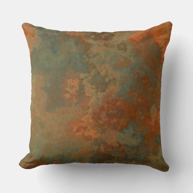 Coussin Marbre rouille et turquoise abstrait 5 (Recto)