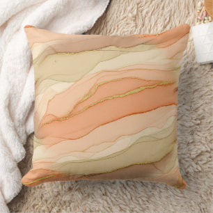 Coussin Marbre Veine d'Or Terracotta - Luxe Chaud (3)