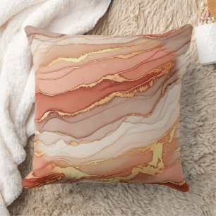 Coussin Marbre Veine d'Or Terracotta - Luxe Chaud (8)     