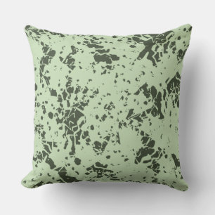 Coussin Marbre vert Abstrait avec éclaboussures de peintur