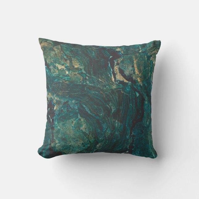 Coussin Marbre vert foncé : texture luxueuse. (Recto)