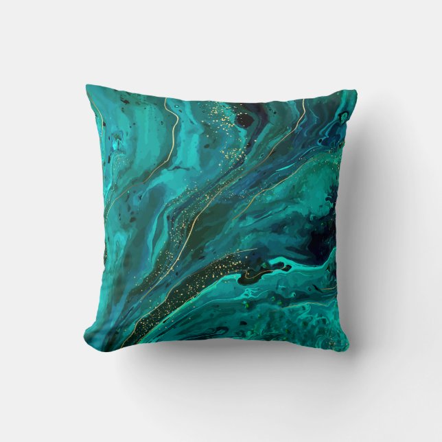 Coussin Marbre vert & Or : Texture luxueuse (Recto)
