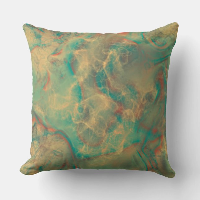 Coussin Marbre vert rouge et mer abstrait (Recto)