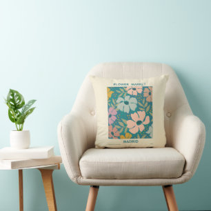 Coussin Marché aux fleurs Madrid Imprimer