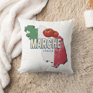 Coussin Marche Italie Région Rétro Carte Souvenir Vintage