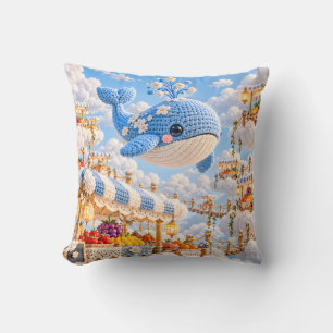 Coussin Marché sur nuage flottant de baleine au crochet bl