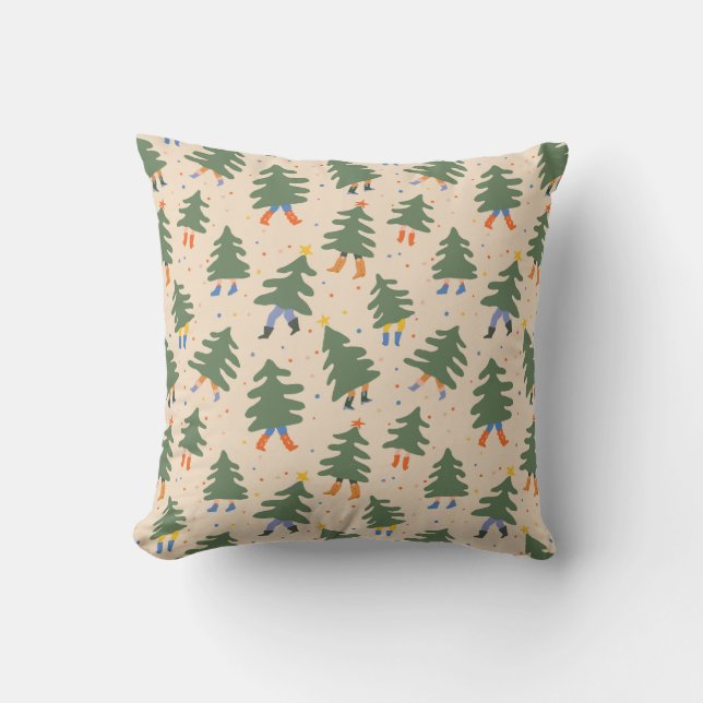 Coussin Marche Whimsical Motif des arbres de Noël (Recto)