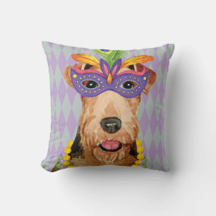 Coussin Mardi Gras Airedale