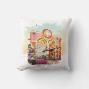 Coussin Mardi Gras Arch Galveston, aquarelle inspirée