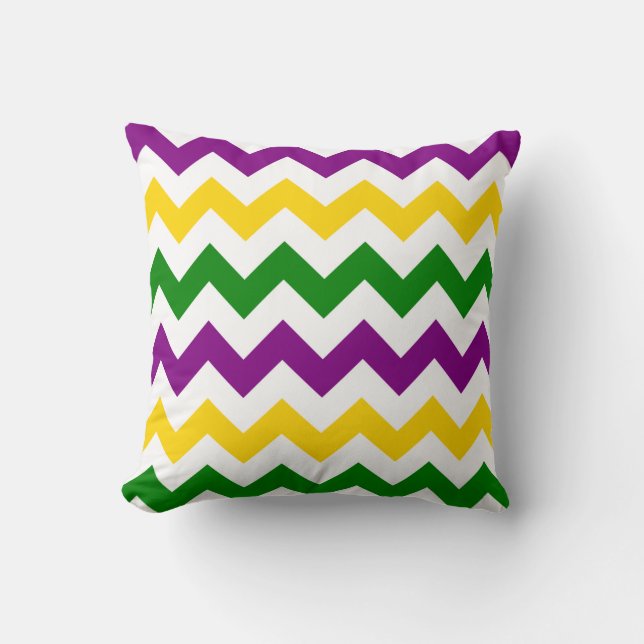 Coussin Mardi Gras Chevron Motif (Recto)