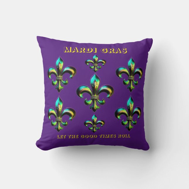 Coussin Mardi Gras Fleur De Lis (Recto)
