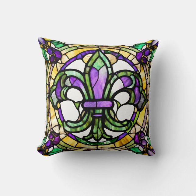 Coussin Mardi Gras Fleur De Lis (Recto)