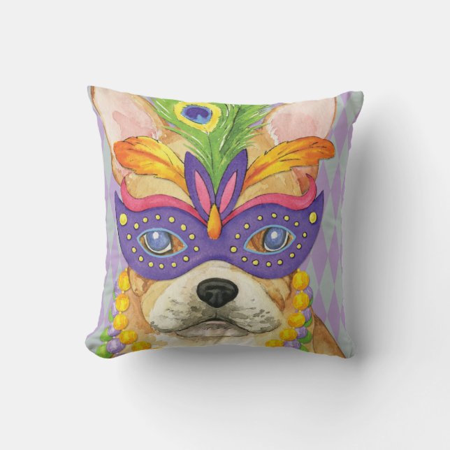 Coussin Mardi gras Frenchie (Recto)