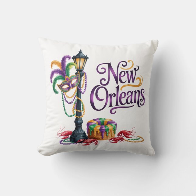 Coussin Mardi Gras New Orleans illustration (Recto)
