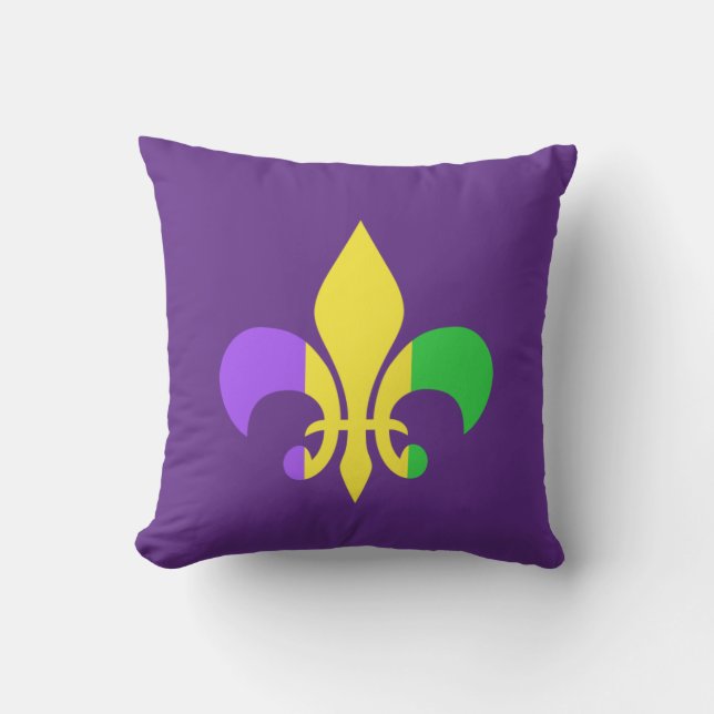 Coussin Mardi Gras Nouvelle-Orléans Louisiane Fleur-de-Lis (Recto)