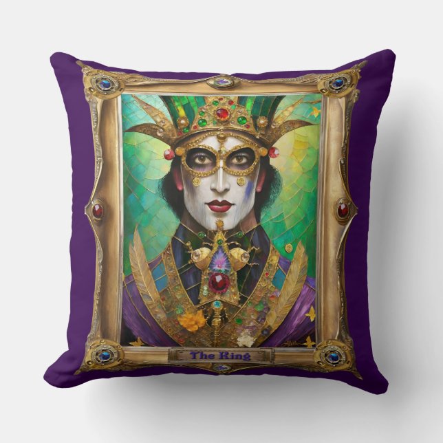 Coussin Mardi Gras Realm Portraits - Le Roi (Recto)