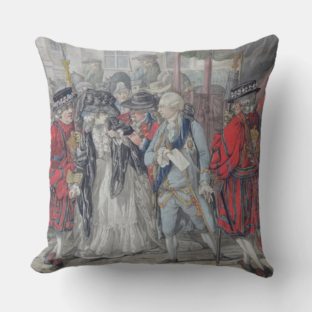 Coussin Margaret Nicholson essayant d'assassiner son M (Recto)