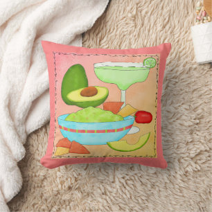 Coussin Margarita Guacamole Fun Celebration colorée