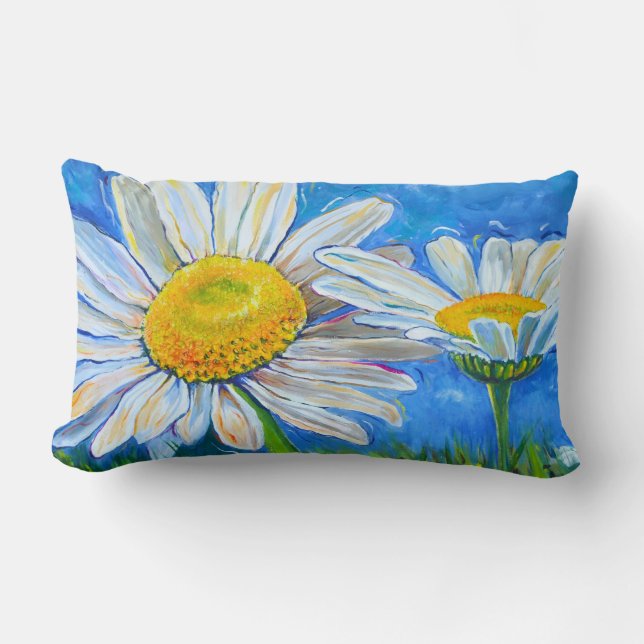 Coussin : Marguerites balayées par le vent ! (Recto)