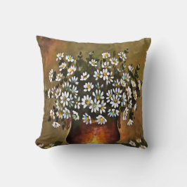 Coussin Marguerites Dans Un Vase De Couleur Cuivre