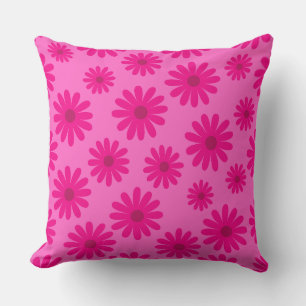 Coussin marguerites modernes du milieu du siècle rétro ros