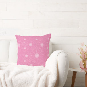 Coussin Marguerites roses et blanches