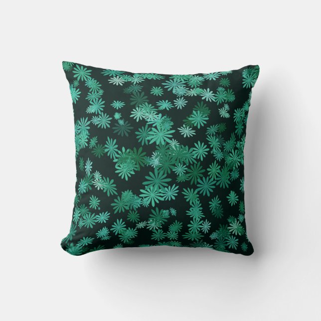 Coussin Marguerites sarcelle (Recto)