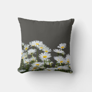 Coussin Marguerites sur Gris